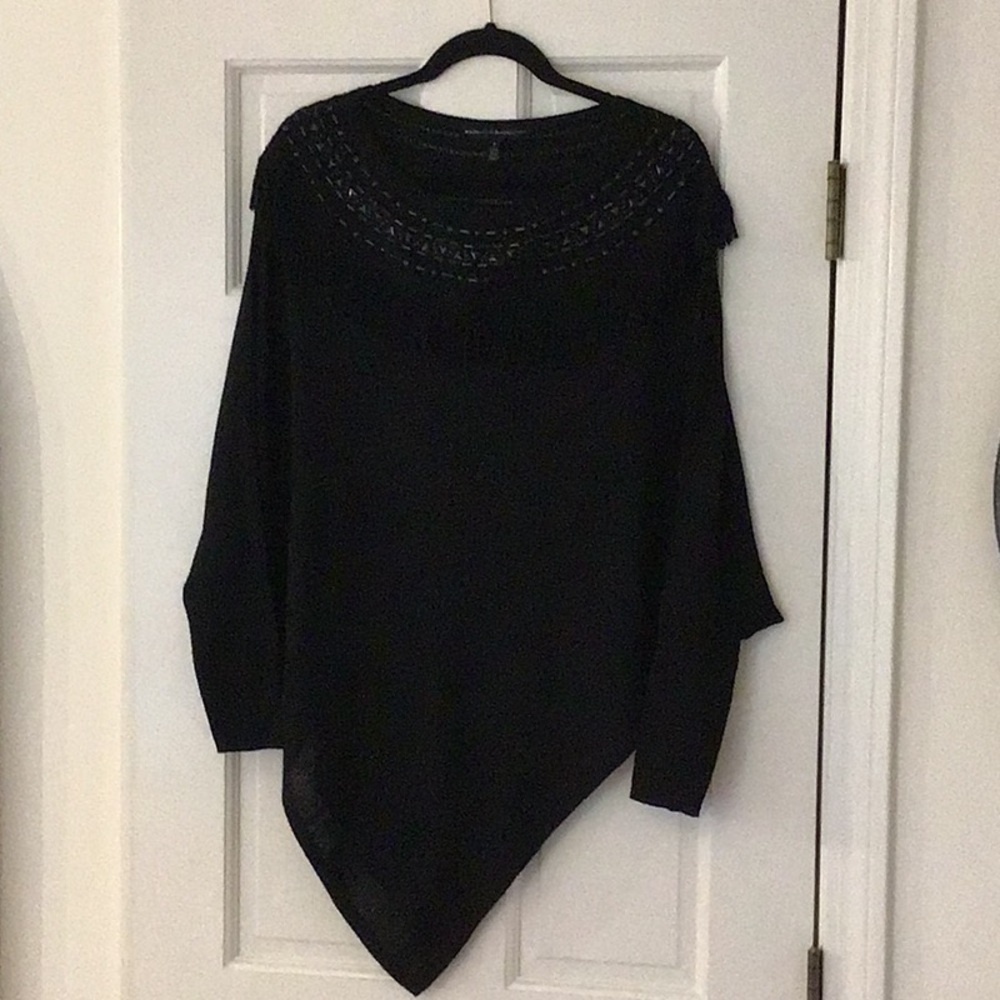 Black Women's Knit Poncho Sweater